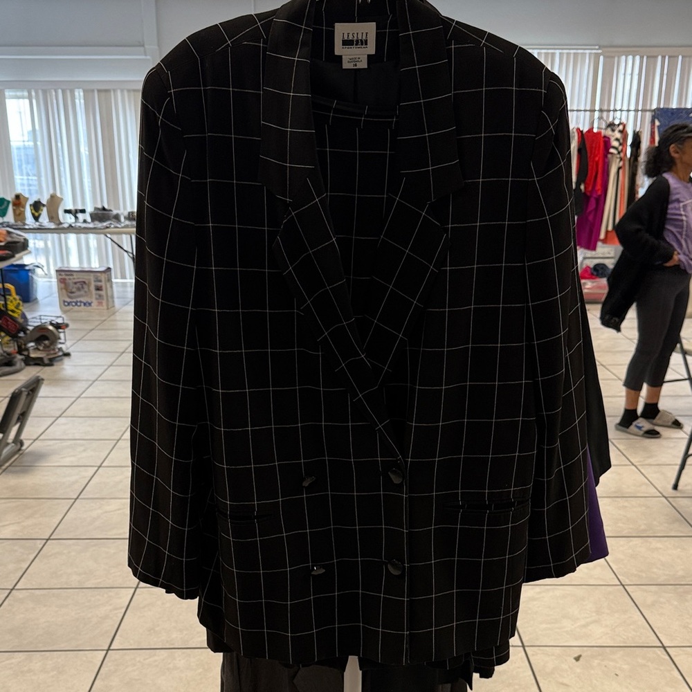 Leslie Fay Black and White Checkered Blazer